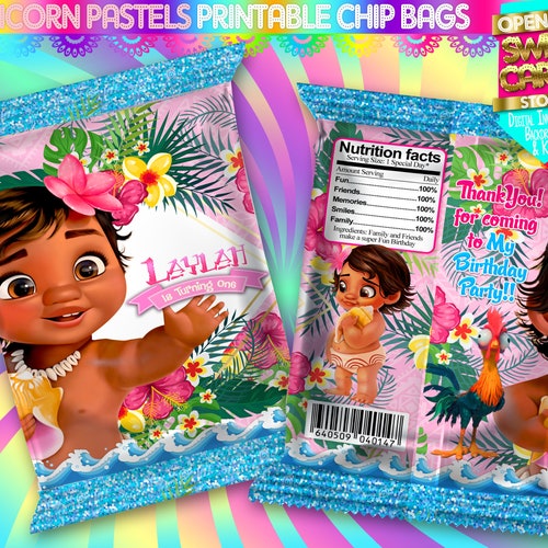 Baby Moana Printable Chip Bag Baby Moana Chip Bags Moana Etsy