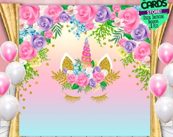 unicorn birthday tarpaulin background