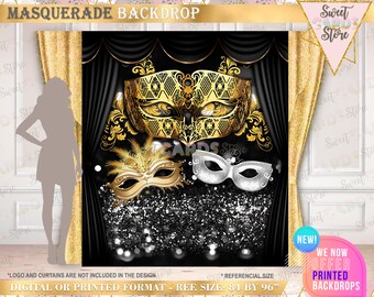 black gold masquerade Glitter masquerade masquerade,mardi gras backdrop,party backdrop,birthday backdrop,printed masquerade backdrop
