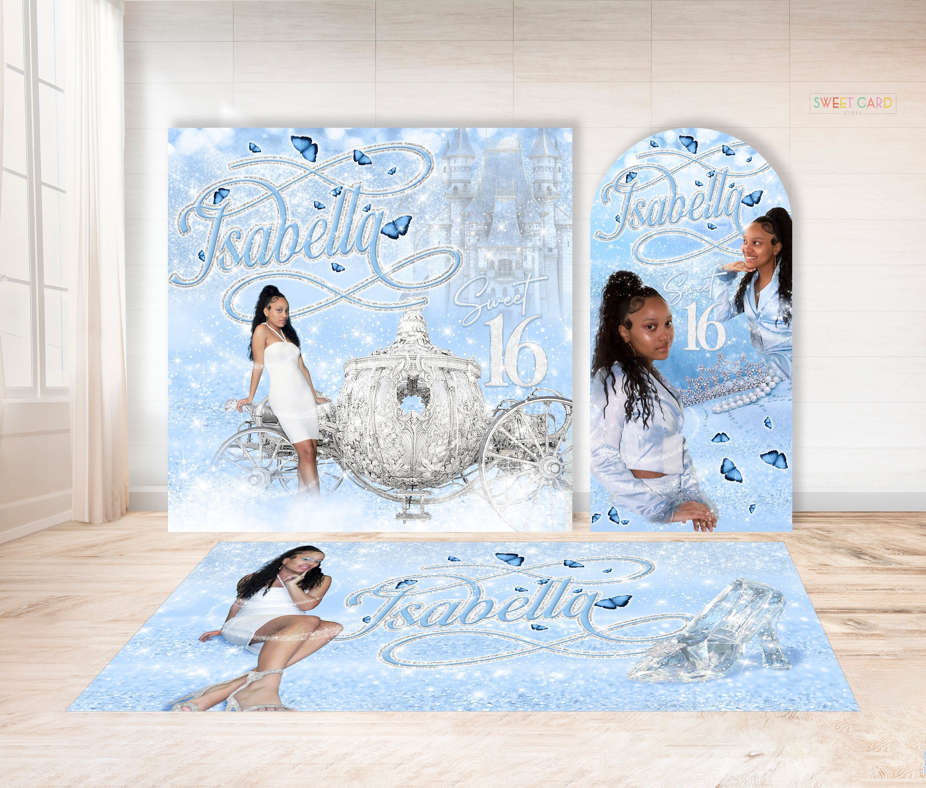 SWEET 16 BACKDROP, Carriage backdrop, Princess backdrop, castle backdrop, Cinderella backdrop sweet 16 Birthday floor Chiara panels walls