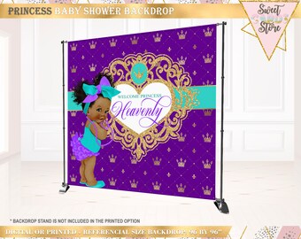 Princess baby shower backdrop, princess glitter backdrop, Princess girl backdrop, princes baby shower backdrop purple gold princess backdrop