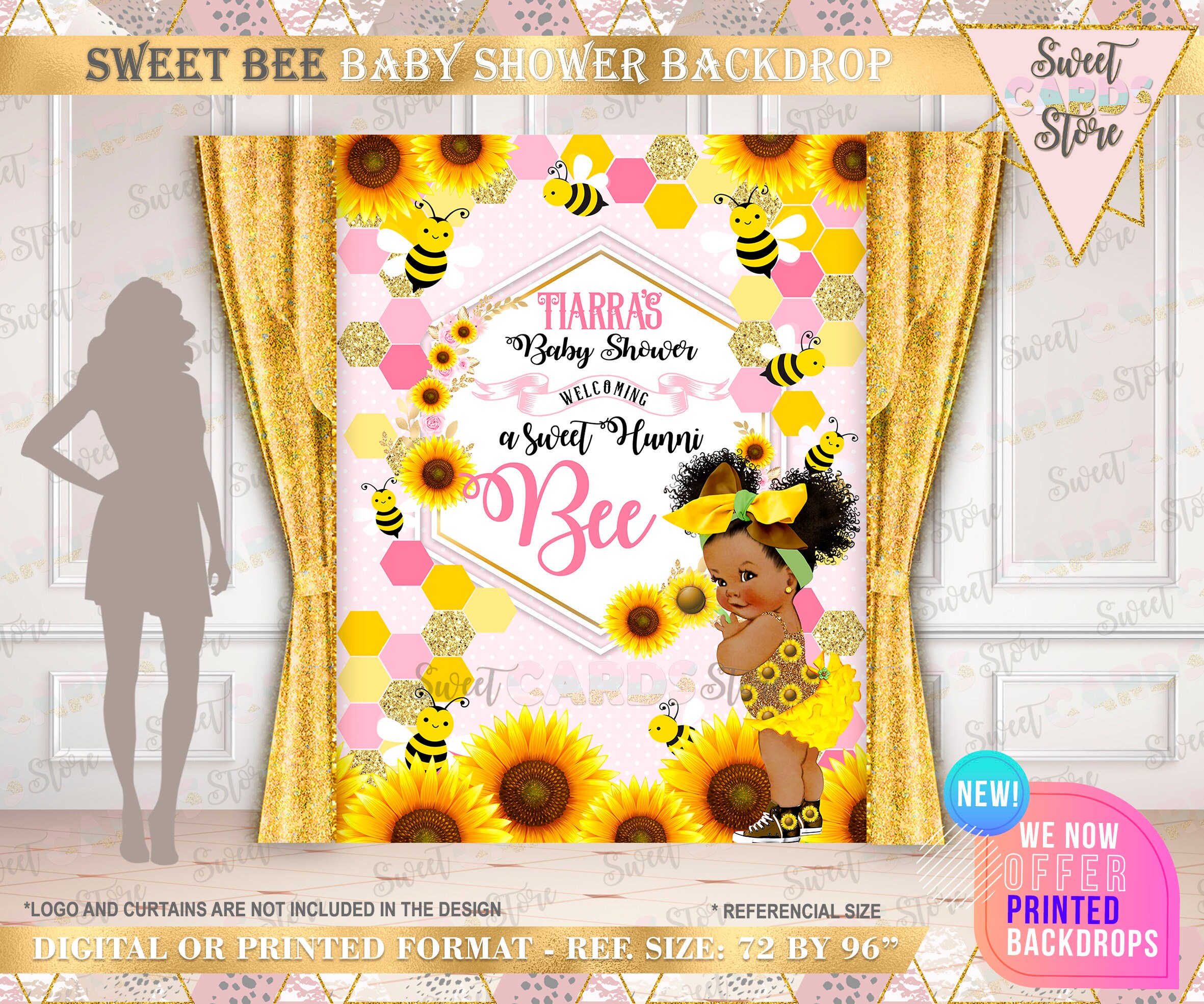 Custom Bee Birthday Backdrop, Bumble Bee Birthday, Bee Birthday