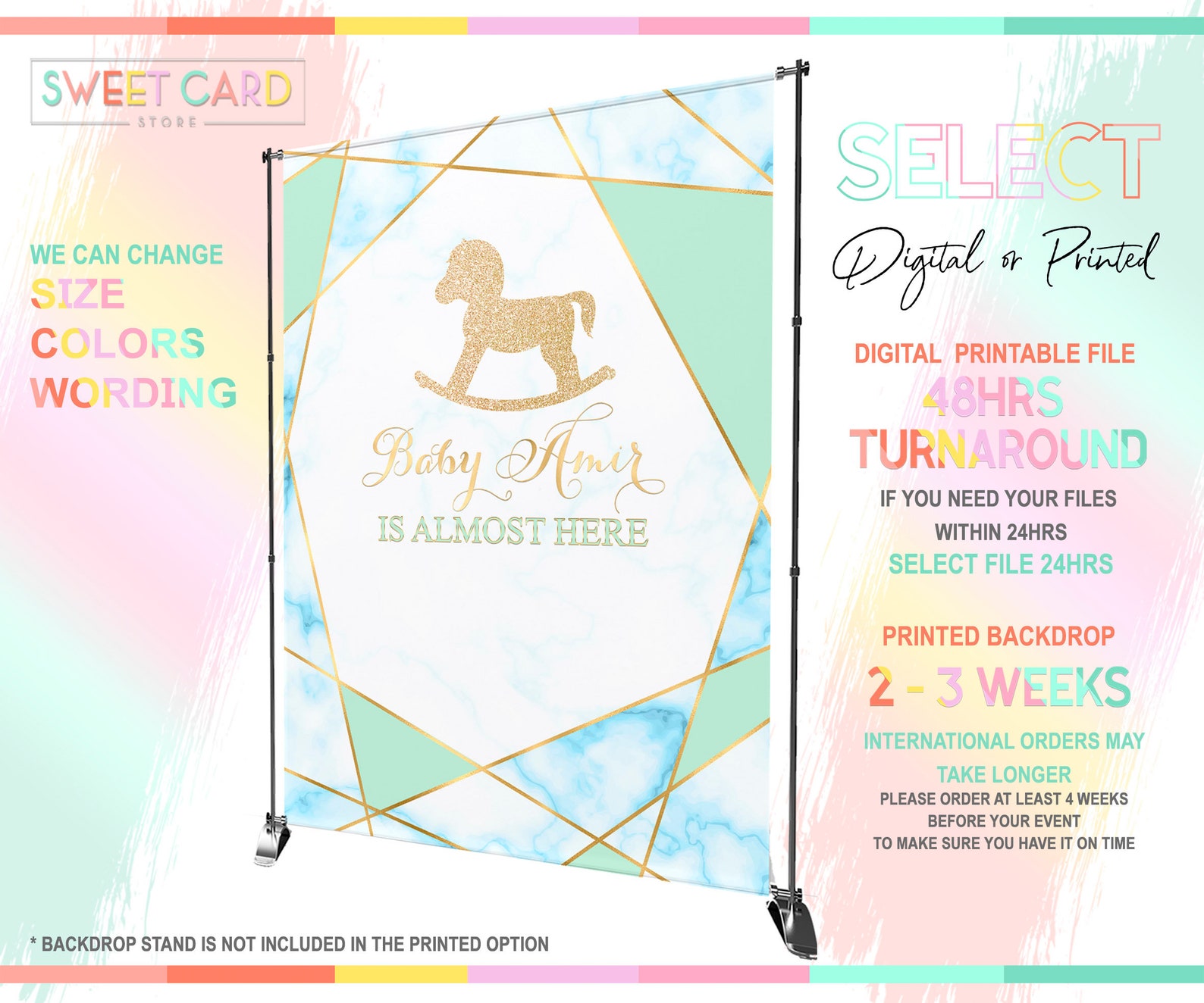 Rocking Horse Baby Shower Backdrop It's a Boy Baby Shower Etsy