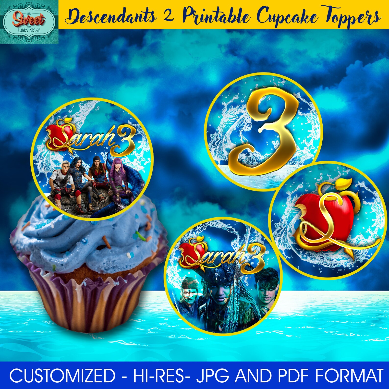 Descendants 2 Printable Personalized Cupcake Toppers | Etsy