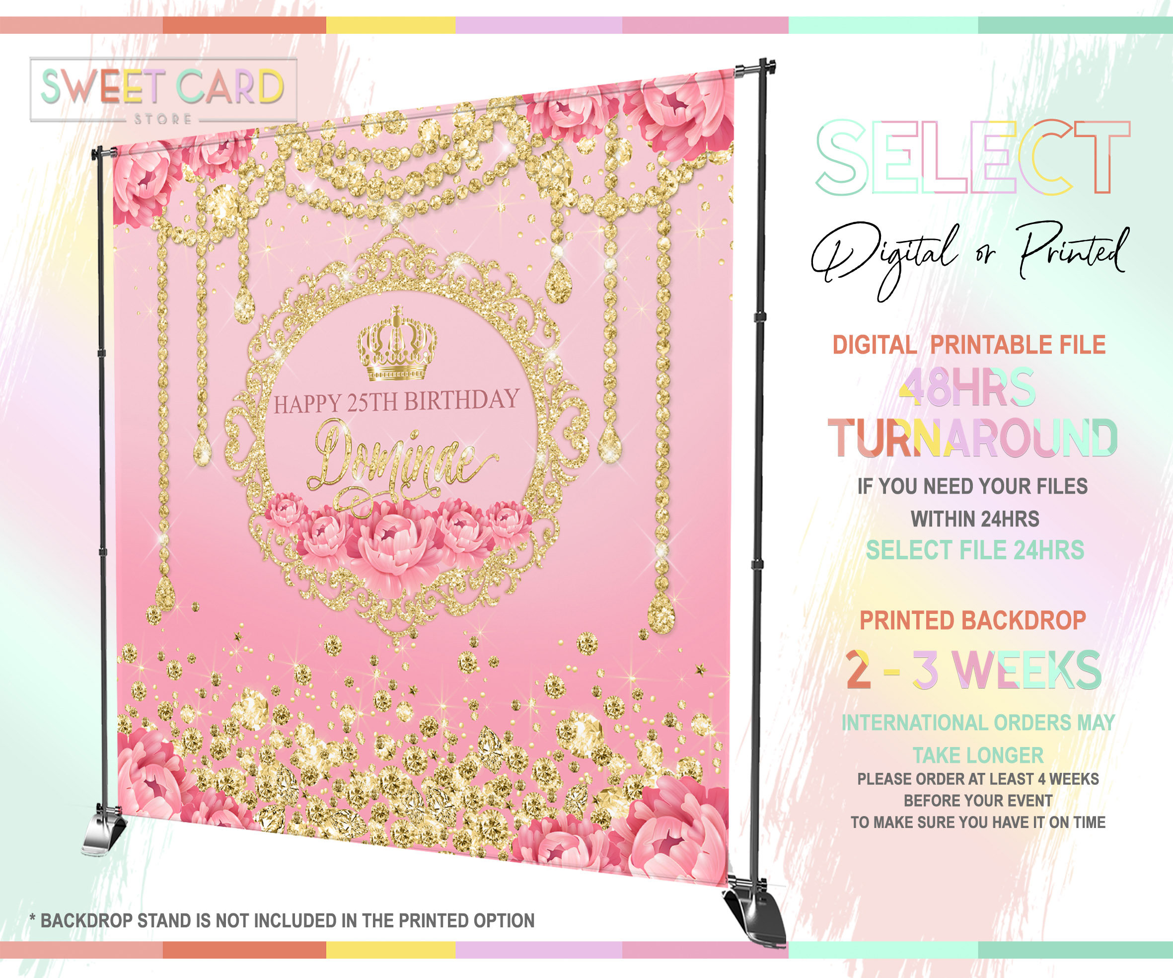 Diamond and Flowers Baby Shower Backdrop Diamonds Backdrop Etsy