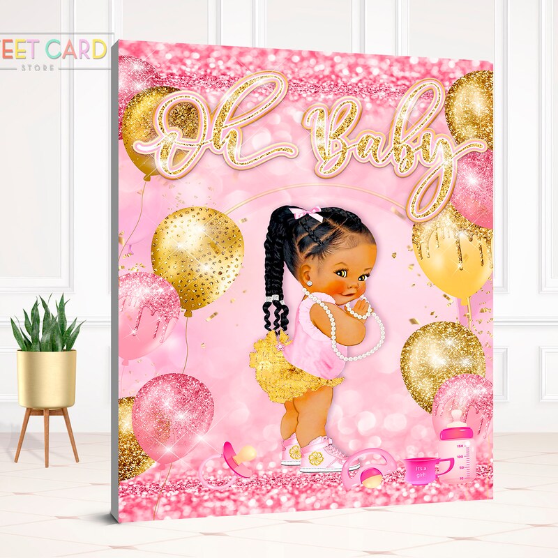 Little Sweet Peanut Glitter Baby Shower Backdrop main image 0