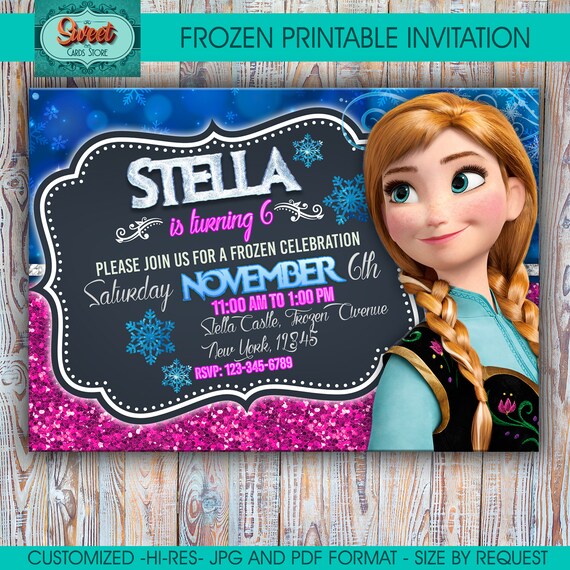 frozen printable personalized invitation frozen digital etsy