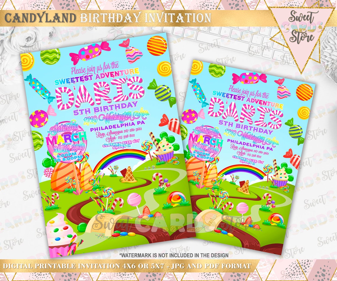 Candyland Printable Invitation Candyland Invite Candyland - Etsy