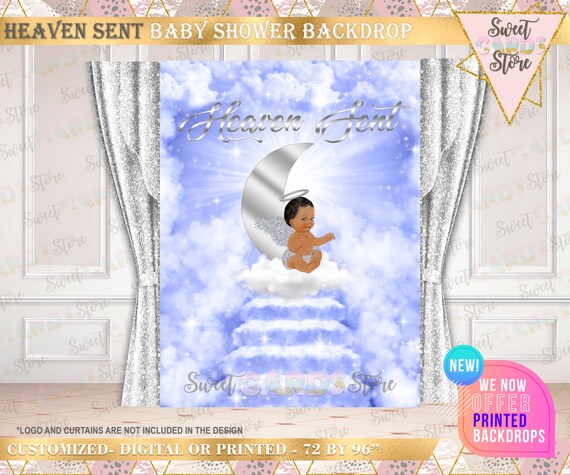 heaven sent baby shower backdrop