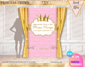 Custom Backdrop Princess crown Tiara backdrop Crown tiara backdrop Princess girl backdrop Tiara crown backdrop Princess party decor digital