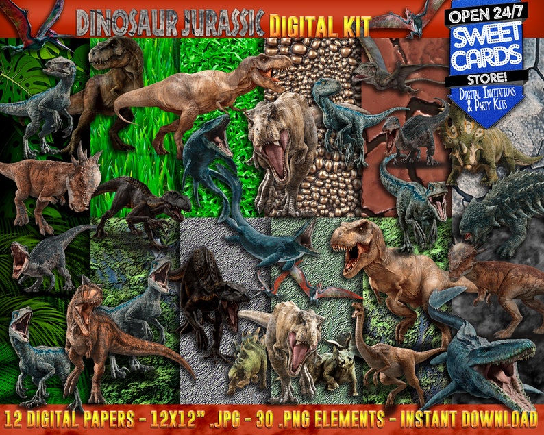 Download Dinosaur jurassic digital papers and clip arts dino ...