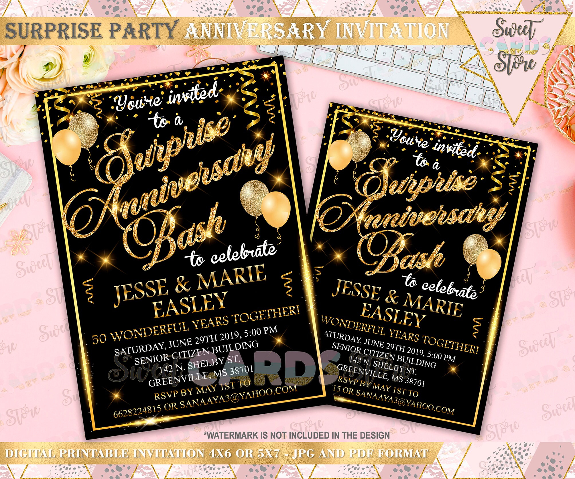 Invitations & Announcements Invitations Paper Black and Gold Invitation