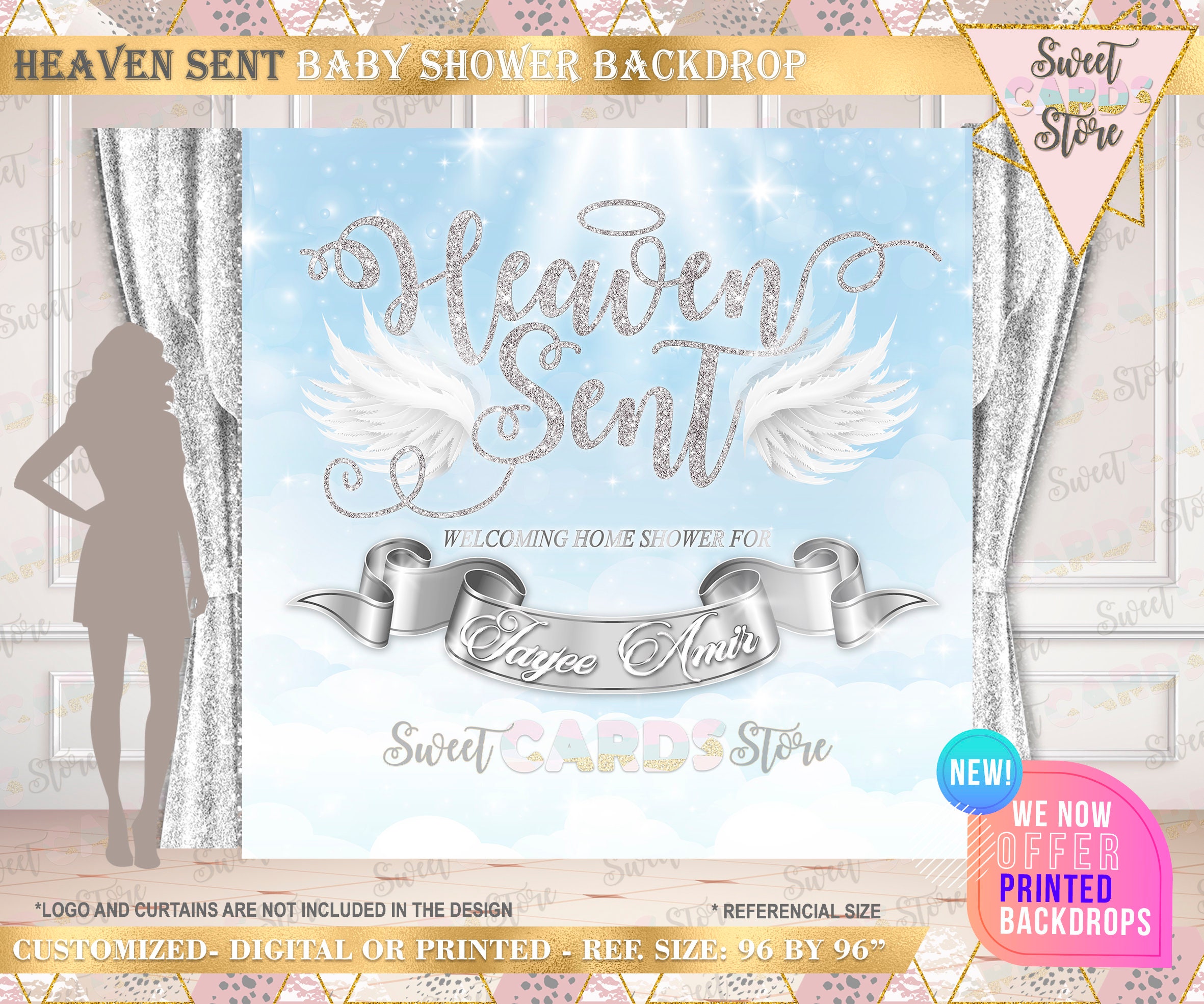 Heaven Sent Baby Shower Backdrop Heaven Sent Angel Backdrop Etsy UK
