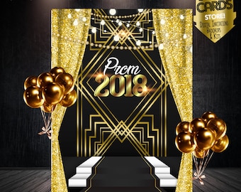 Prom Gold Printable Backdrop, Prom Elegant Backdrop, Prom Background, Retro Prom party Backdrop, Party Backdrop, Prom 2023