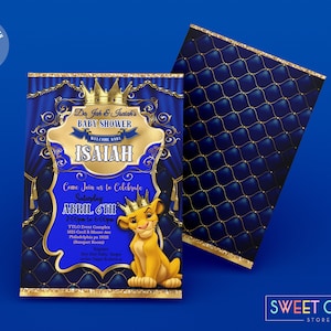 Príncipe león rey invitación digital personalizada, invitación del rey león, fiesta del rey león, cumpleaños del rey león, simba, nala, timon y pumba