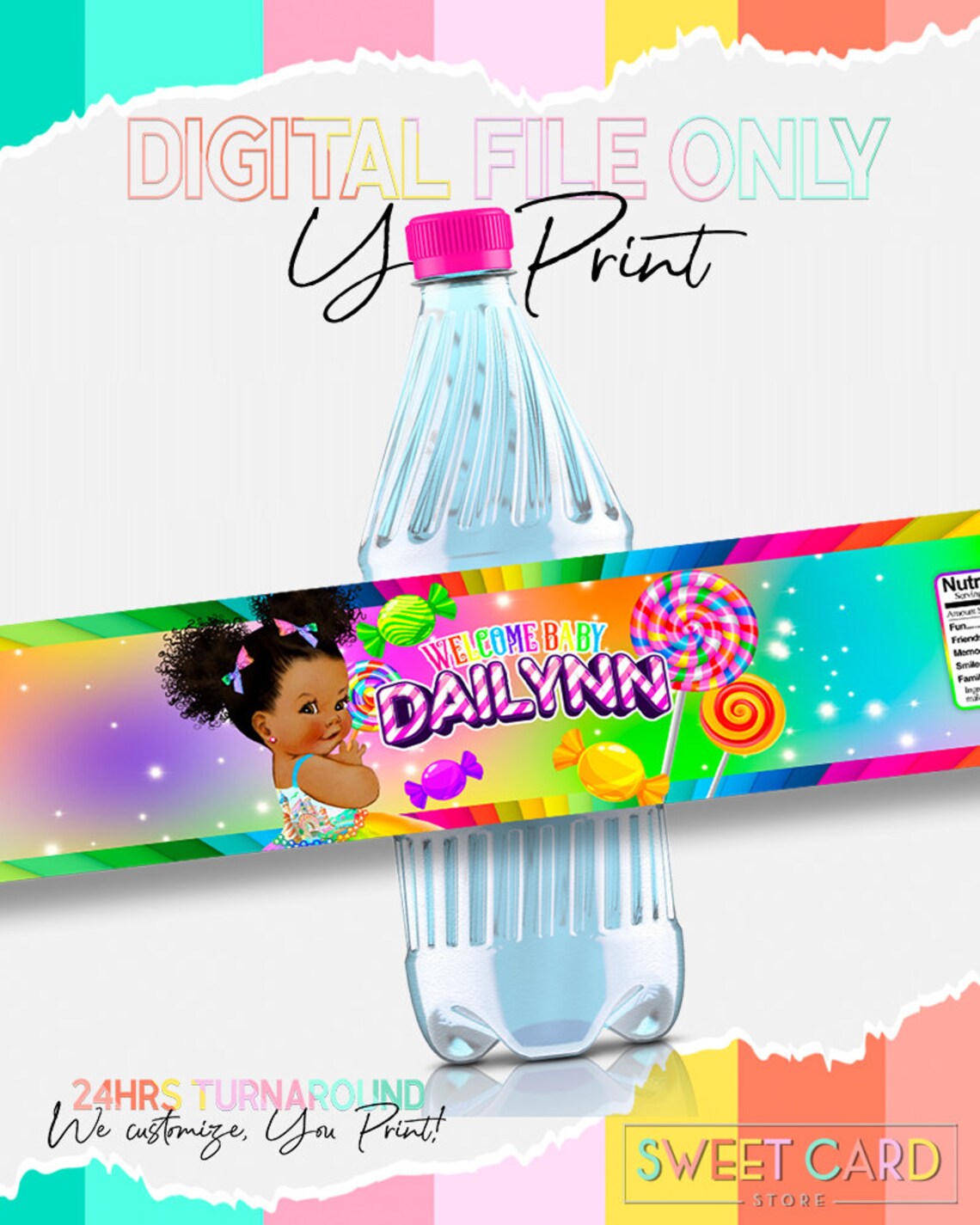 Candyland Baby Shower Water Labels Candyland Sweets Candy | Etsy