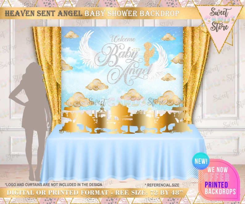 heaven sent baby shower backdrop