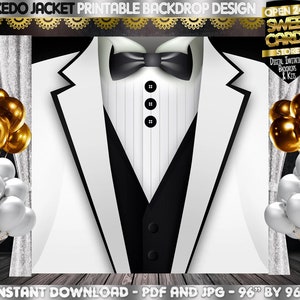 White Tuxedo Printable Backdrop, Classic Man Backdrop, Tuxedo ...
