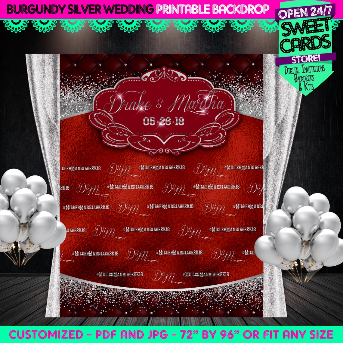 Wedding Step and Repeat Printable Backdrop Wedding Backdrop - Etsy