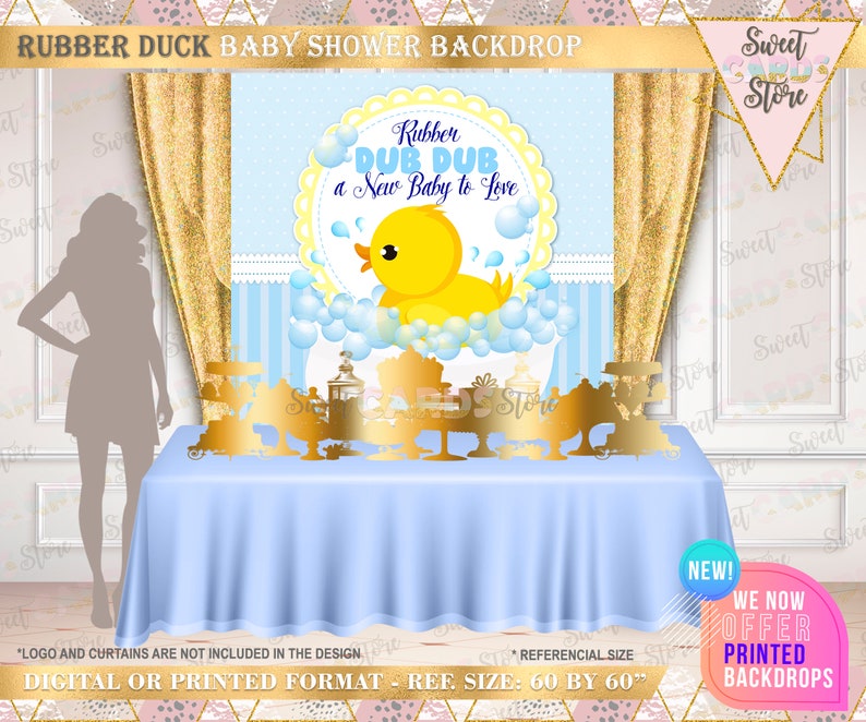 Rubber duck baby shower Backdrop rub a dub baby shower backdrop Baby boy shower backdrop duck and bubbles baby shower banner