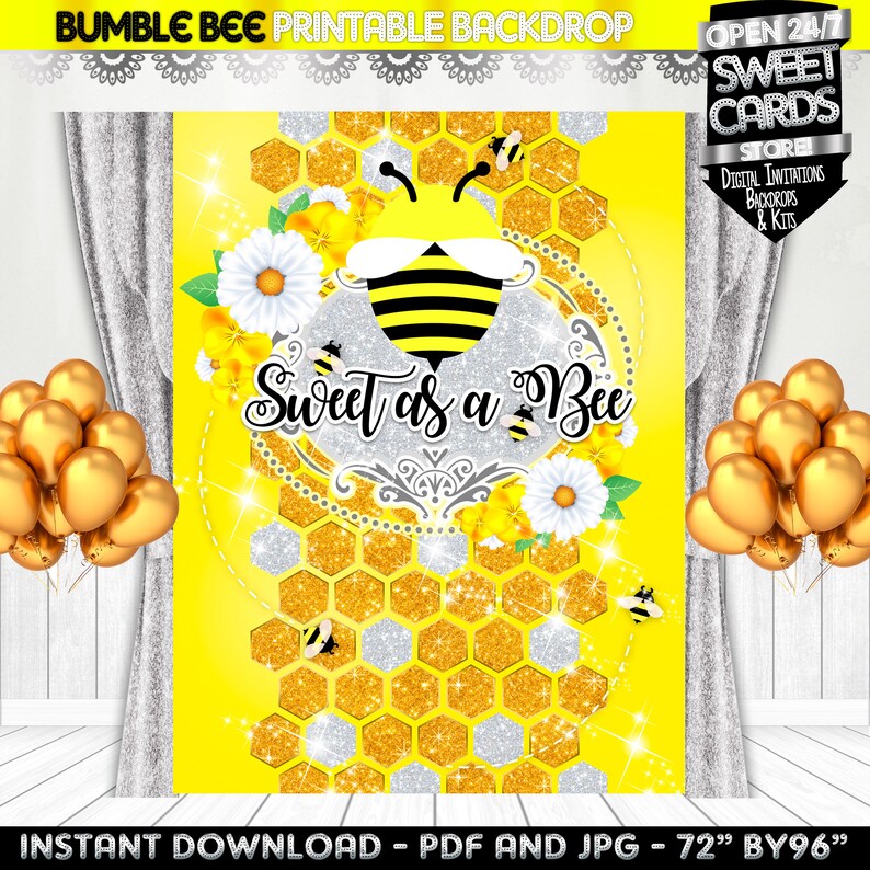 Bumble Bee Party Printable Backdrop Sweet as a Bee Backdrop Etsy
