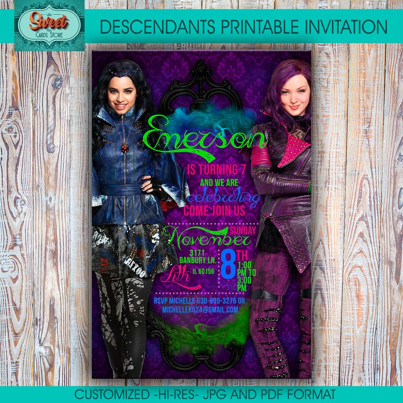 Descendants personalized printable invitation descendants Etsy