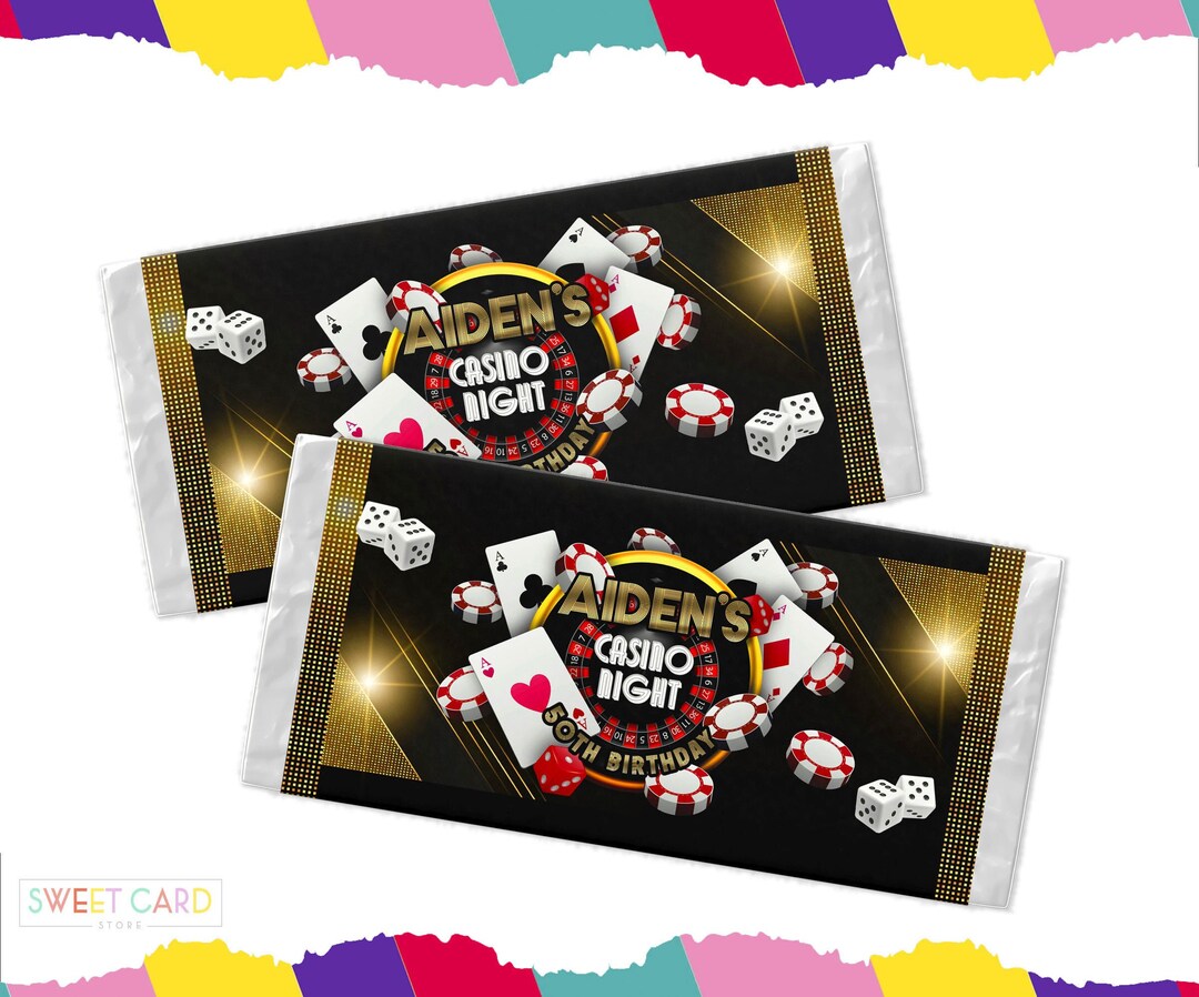 CASINO CANDY BAR, Casino Birthday Party Chocolate Label, Casino Gambling Printable Candy Bar