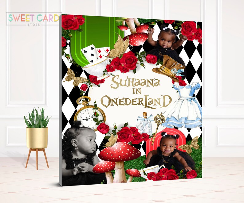 Wonderland backdrop wonderland birthday party backdrop wonderland banner wonderland banner floral tea party backdrop