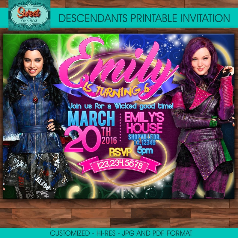 Descendants Personalized Digital Invitation Descendants Etsy