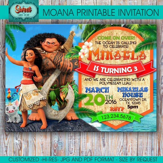 Moana Personalized Digital Invitation Moana Invitation Moana Etsy