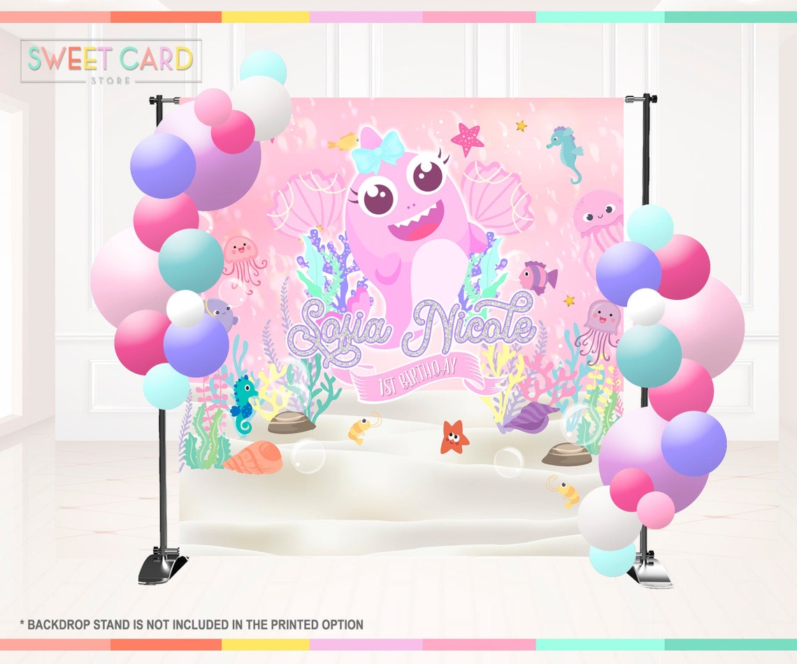 BABY SHARK BACKDROP Under the Sea Pink Backdrop Underwater Etsy
