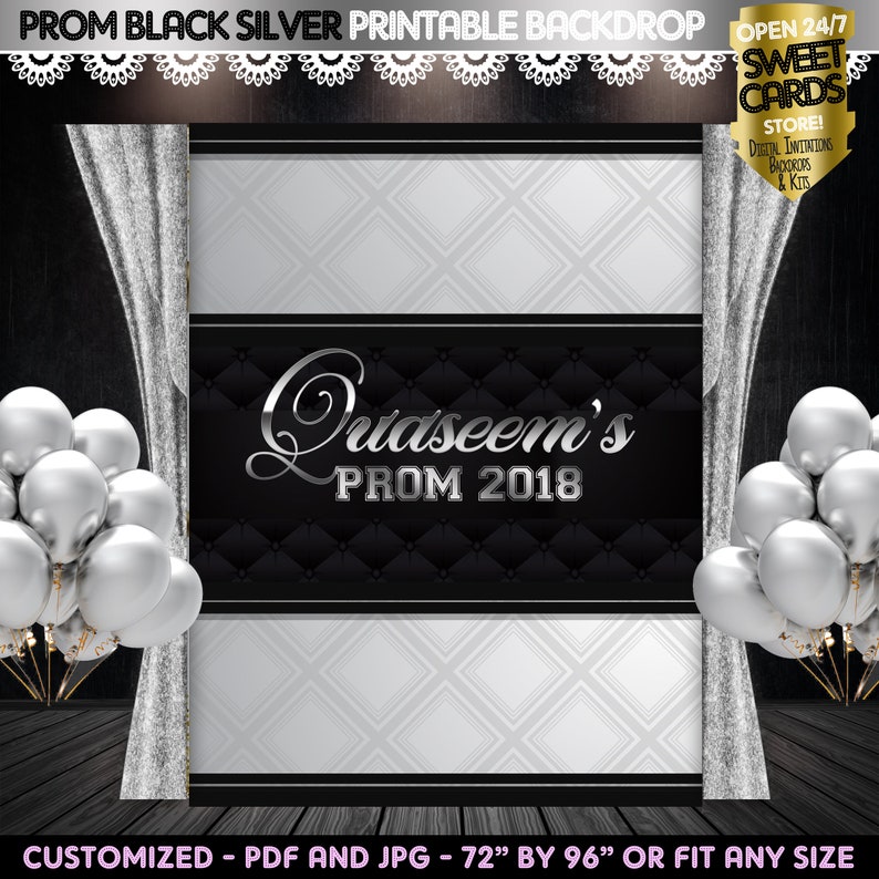 Prom Black and White Printable Backdrop Prom Elegant | Etsy