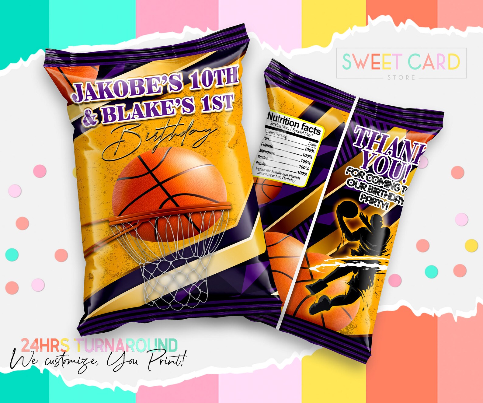 BASKETBALL CHIP BAG Basketball Birthday Printable chip bag Etsy