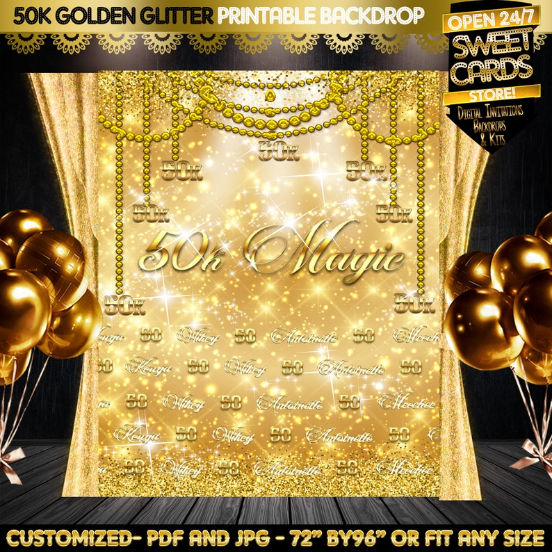 50K Gold Elegant Printable Backdrop Golden Luxury Digital Etsy