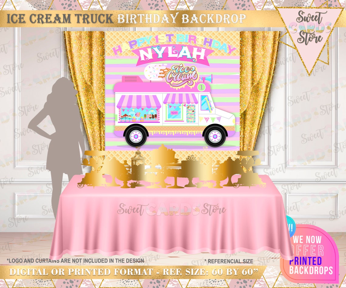 Ice Cream Truck Party Backdrop Ice Cream Truck Photo - Etsy