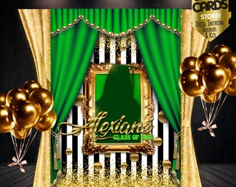 Prom Gold Green Backdrop Prom Elegant Backdrop  Prom Backdrop Prom party Backdrop Party Backdrop Prom 2024 PHOTO BACKDROP graduation design