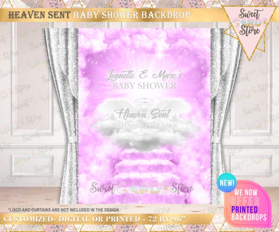 heaven sent baby shower backdrop