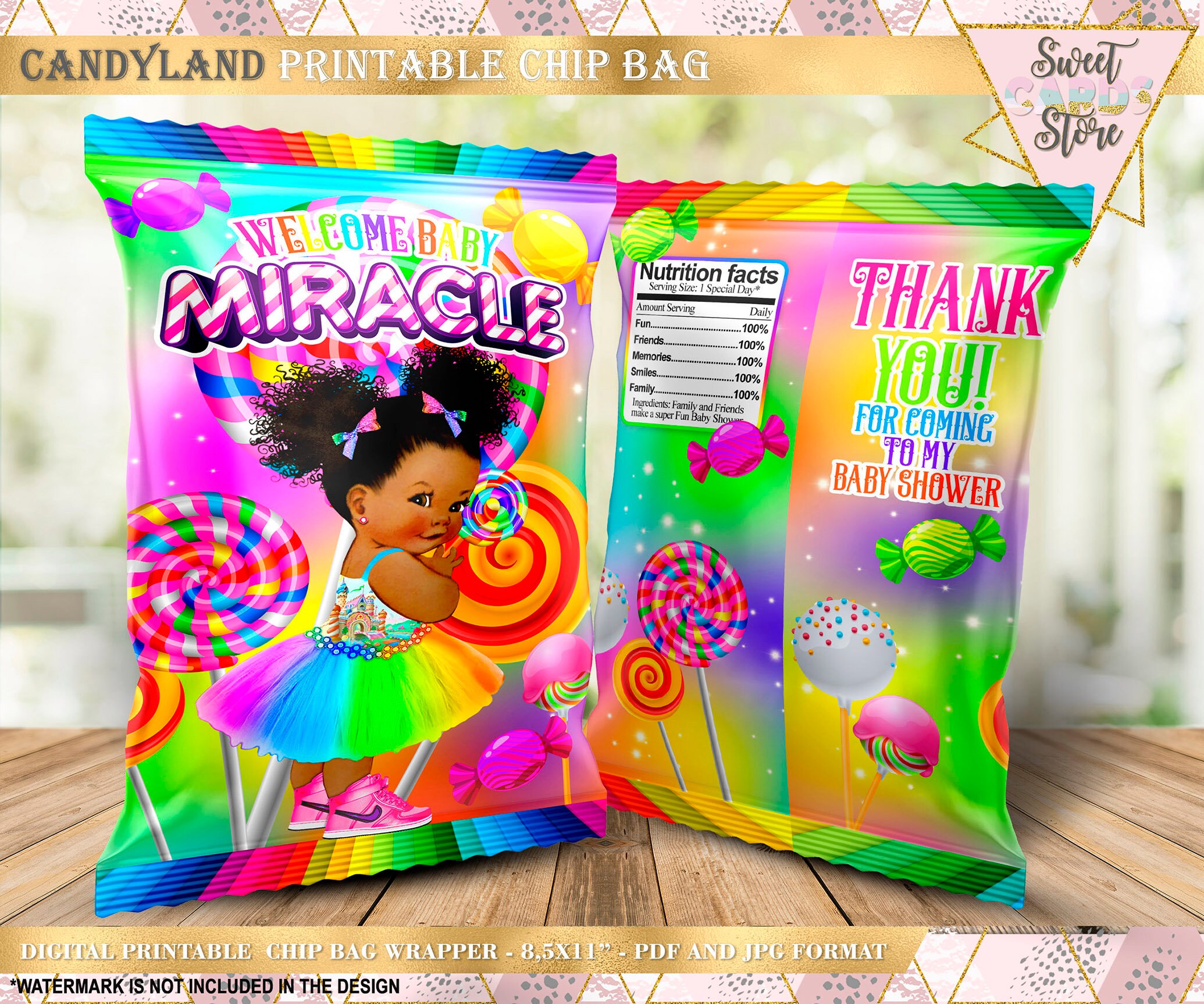 Candyland baby shower chip bag Candyland sweets chip bag Etsy
