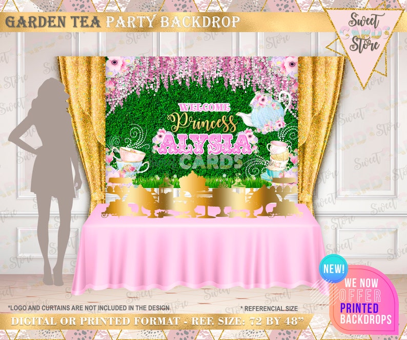 Garden Tea Party Backdrop Tea Birthday Party Backdrop Garden Etsy