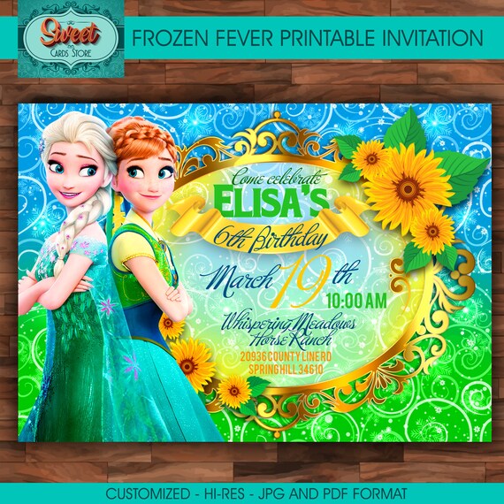 frozen personalized digital invitation frozen fever etsy