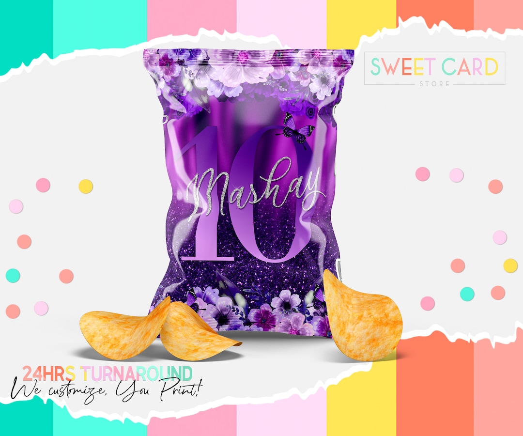 FLORAL CHIP BAG, Flowers Butterflies Chip Bags, Floral Butterfly Chips