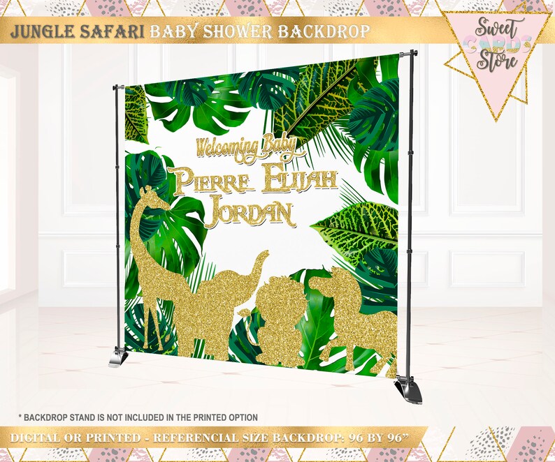 Jungle Safari Printable Backdrop Jungle Animals Theme Baby Etsy