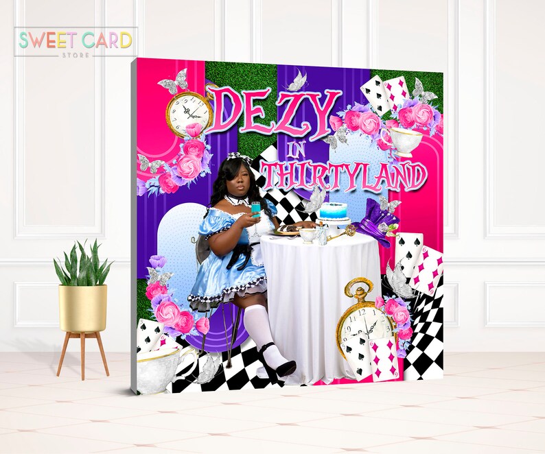 Wonderland backdrop wonderland birthday party backdrop wonderland banner wonderland banner floral tea party backdrop