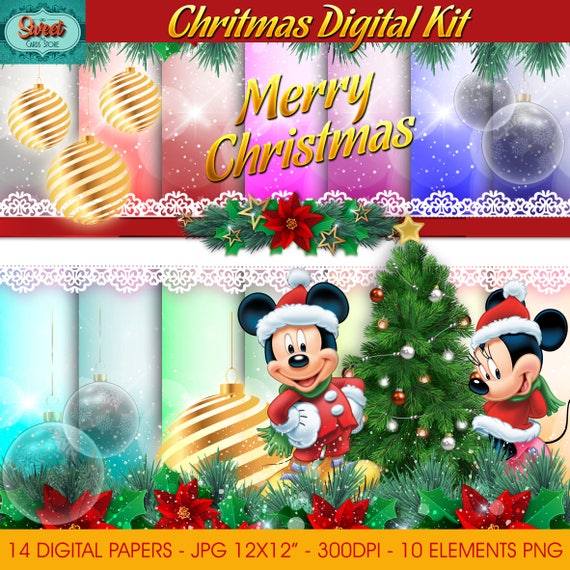 Mickey Mouse Noel Numerique Clipart Et Papiers Imprimables Etsy