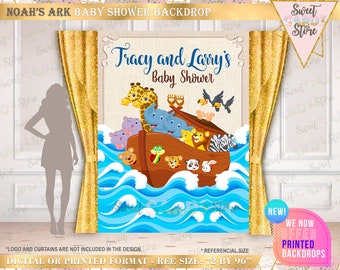 Noah's ark backdrop, Noah's ark banner, animals ark backdrop, animals baby shower, noah's ark baby shower, ark baby shower backdrop, banner