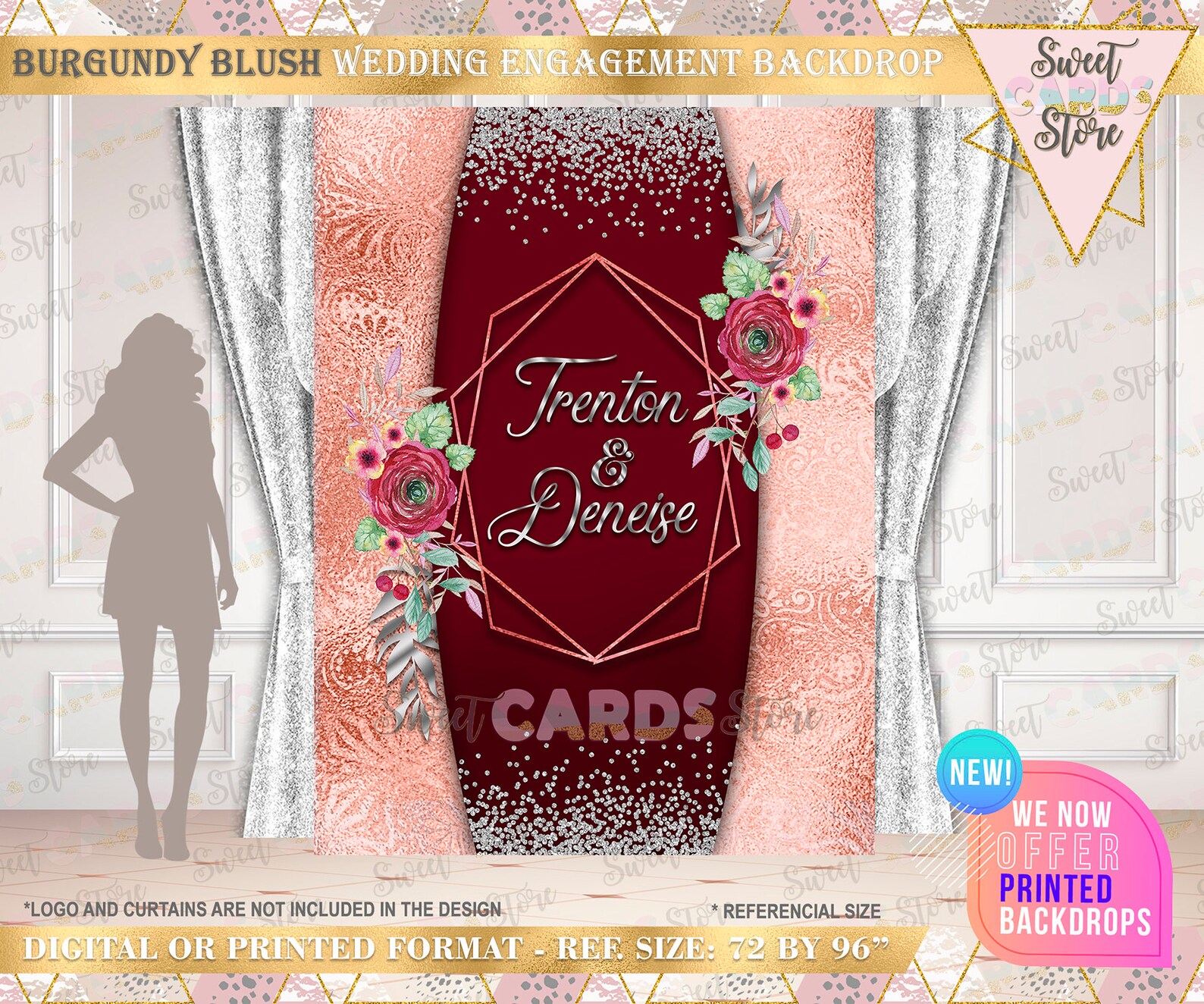 Wedding floral Burgundy Blush backdrop Wedding Backdrop Etsy