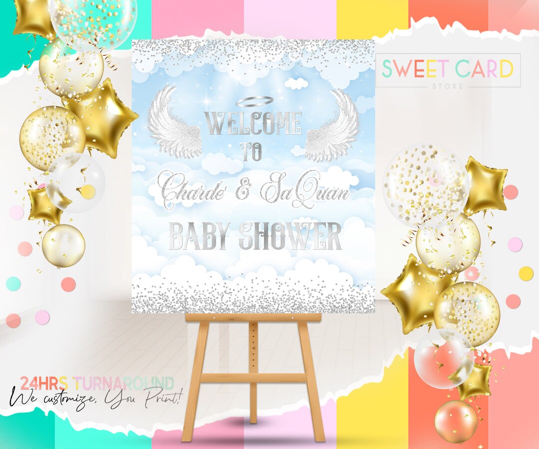 HEAVEN SENT SIGN, Heaven Sent Baby Shower Welcome Sign Board, Heaven ...