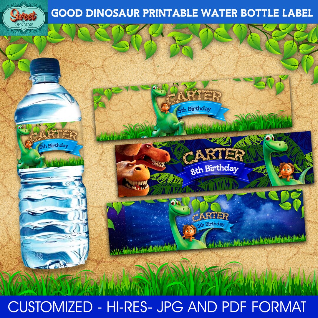 Good Dinosaur Personalized Printable Water Bottle Label, Good Dinosaur ...