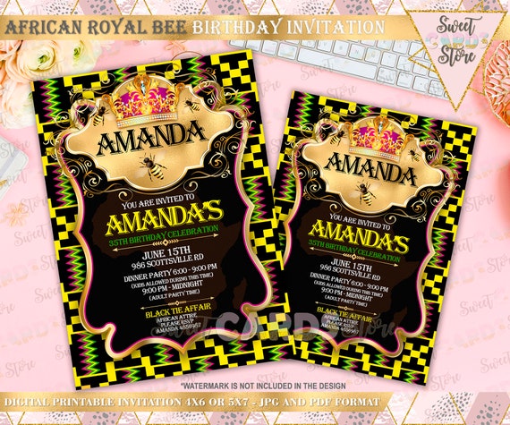 Invitation Africaine D Anniversaire D Abeille De Etsy Invitation Africaine D Anniversaire D Abeille De Etsy