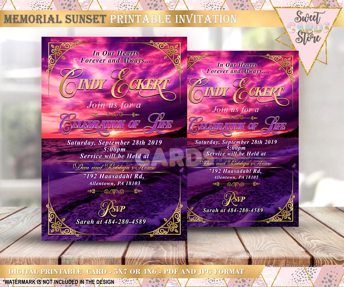 Memorial Repass Printable Invitation Memorial Funeral Etsy